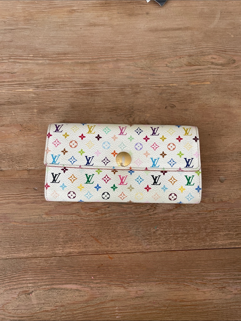Louis Vuitton Sarah Wallet Murakami White Multicolor Monogram Authentic - Picture 1 of 17